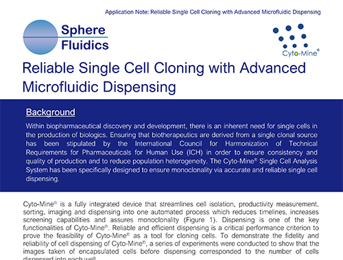Application Materials | Single Cell Expertise | Sphere Fluidics